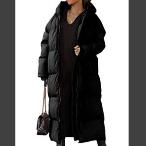 Long Quilted Women's Puffer Coat hooded Maxi length